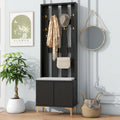 Entryway Hall Tree with Cushioned Bench and 8 Hooks