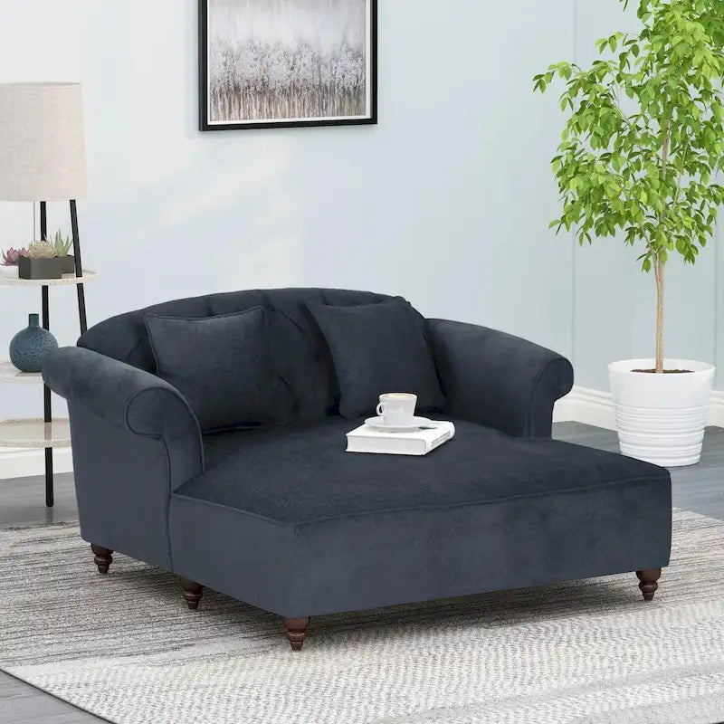Chaise longue doble tapizada con patas de abedul y 2 cojines