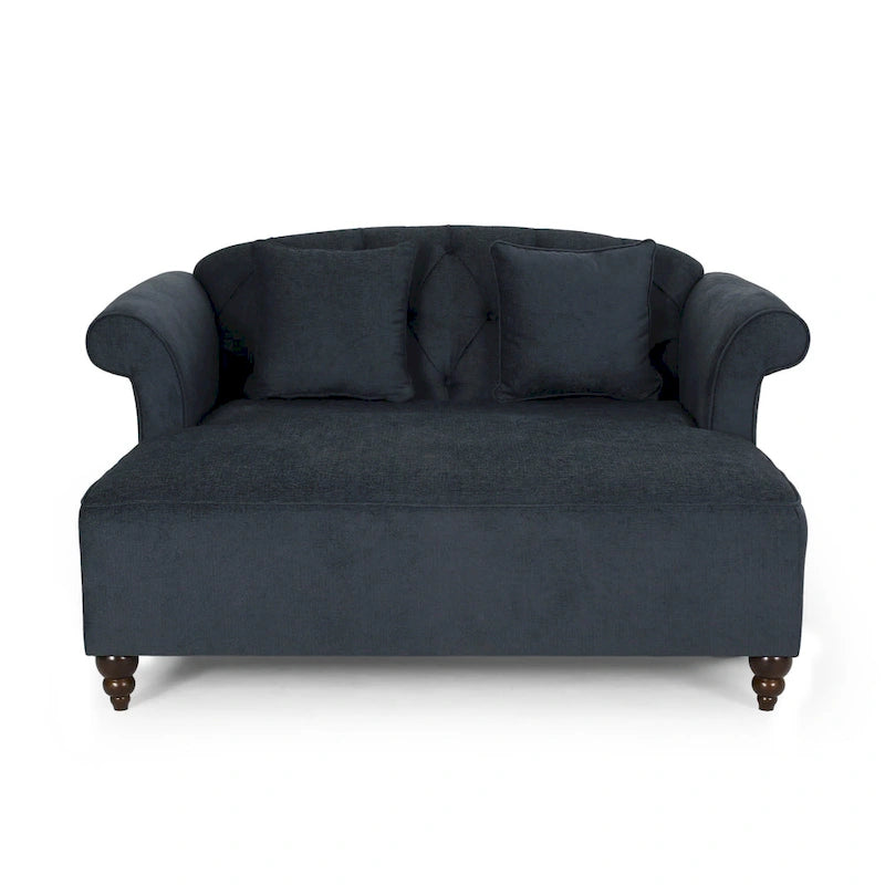 Chaise longue doble tapizada con patas de abedul y 2 cojines