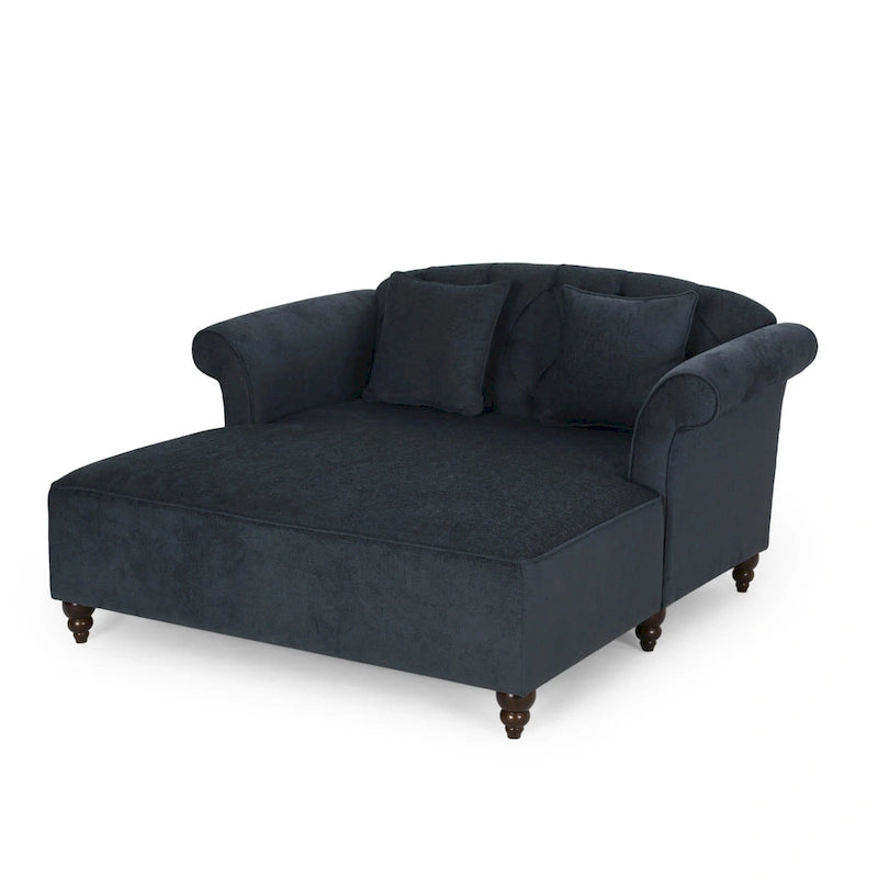 Chaise longue doble tapizada con patas de abedul y 2 cojines