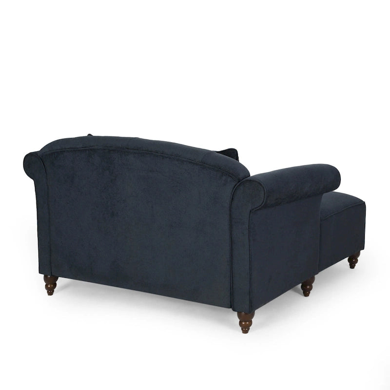 Chaise longue doble tapizada con patas de abedul y 2 cojines