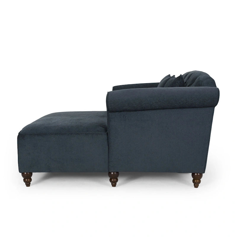 Chaise longue doble tapizada con patas de abedul y 2 cojines