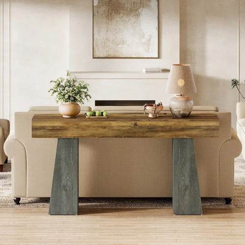 Mesa consola estilo granja de madera industrializada de 63 pulgadas