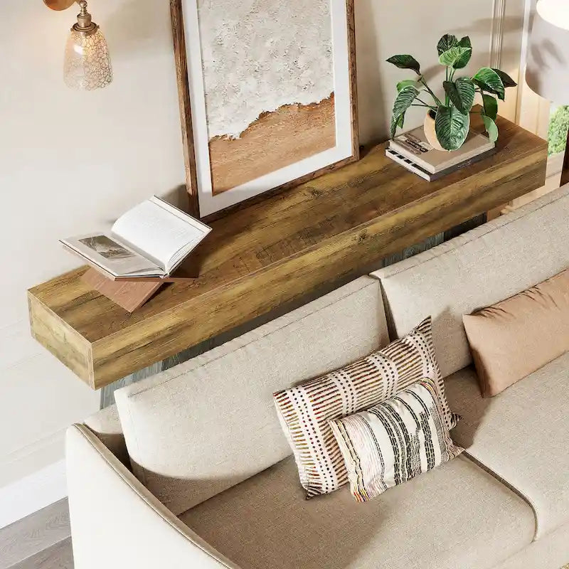Mesa consola estilo granja de madera industrializada de 63 pulgadas