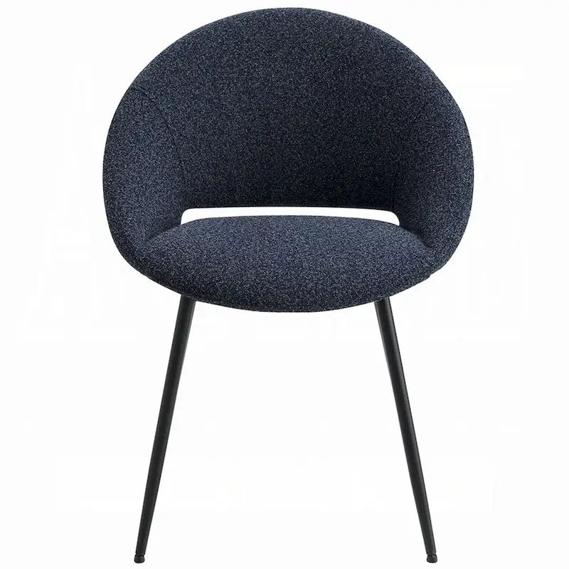Juego de 2 sillas de comedor negras de bouclé con estructura metálica