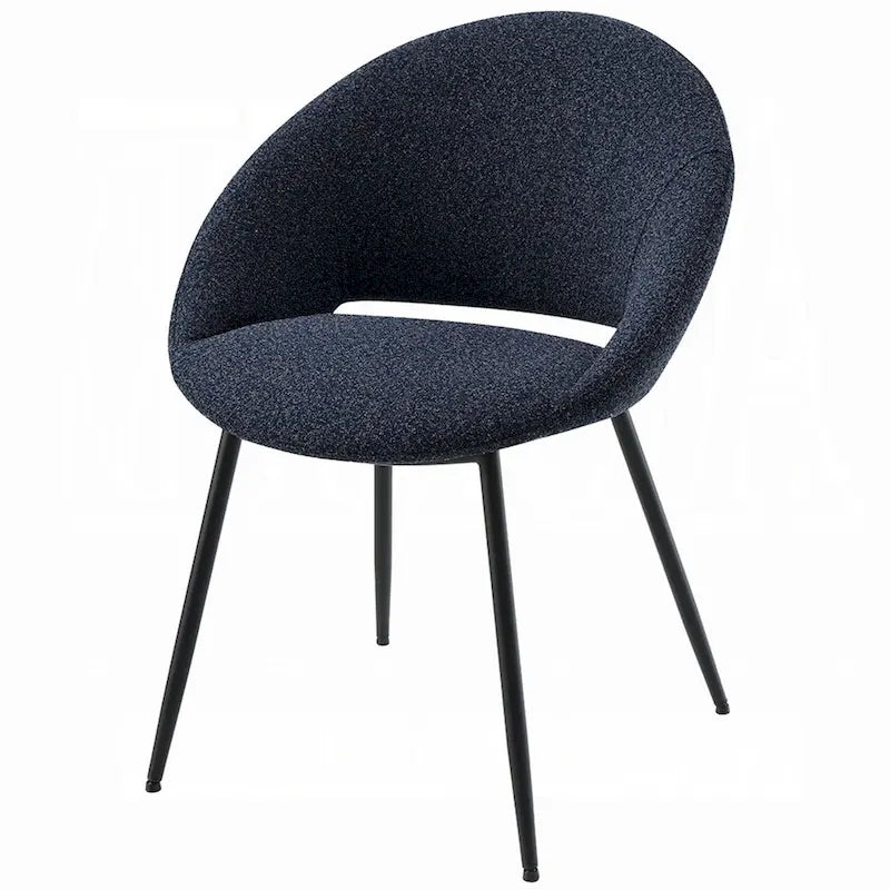 Juego de 2 sillas de comedor negras de bouclé con estructura metálica