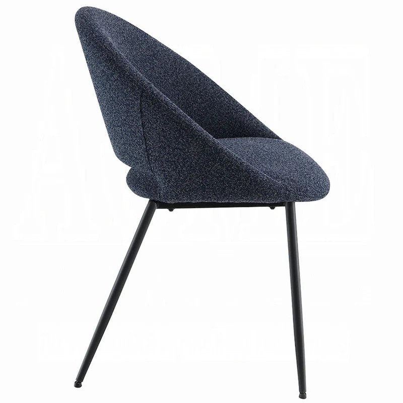 Juego de 2 sillas de comedor negras de bouclé con estructura metálica