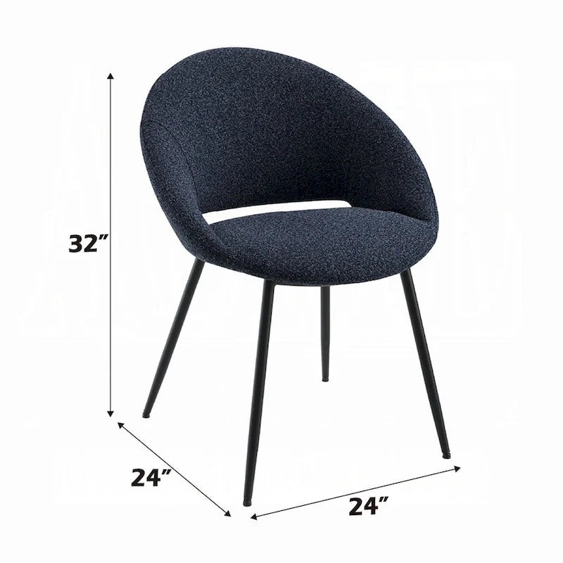 Juego de 2 sillas de comedor negras de bouclé con estructura metálica