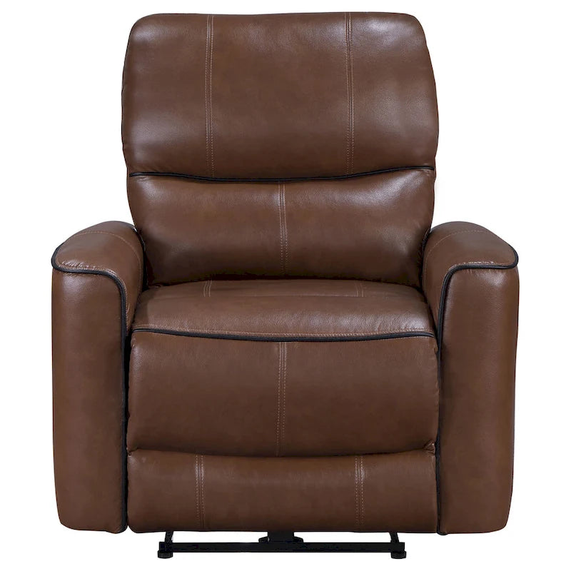 Sillón reclinable eléctrico de piel sintética marrón con puerto USB