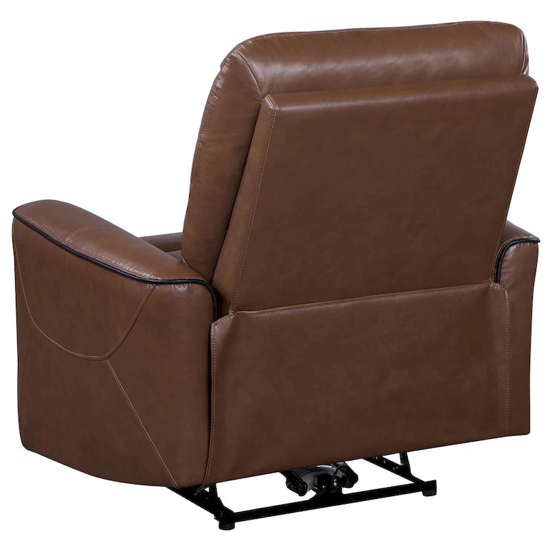 Sillón reclinable eléctrico de piel sintética marrón con puerto USB