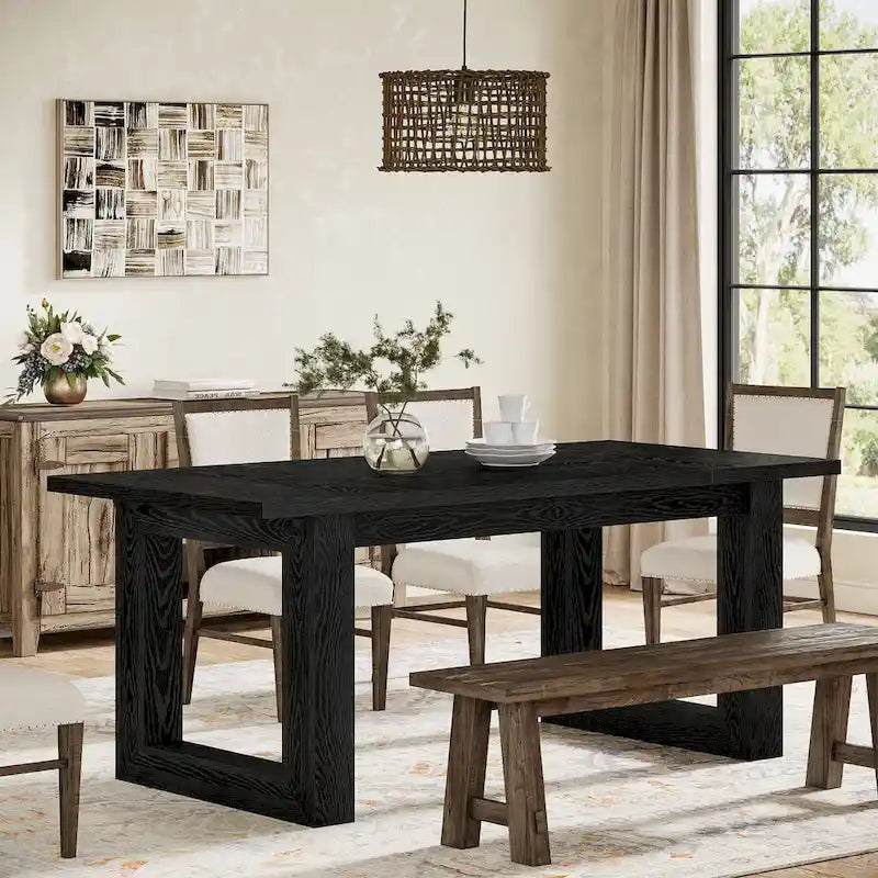 63-Inch Rectangular Farmhouse Dining Table for 4-6 People