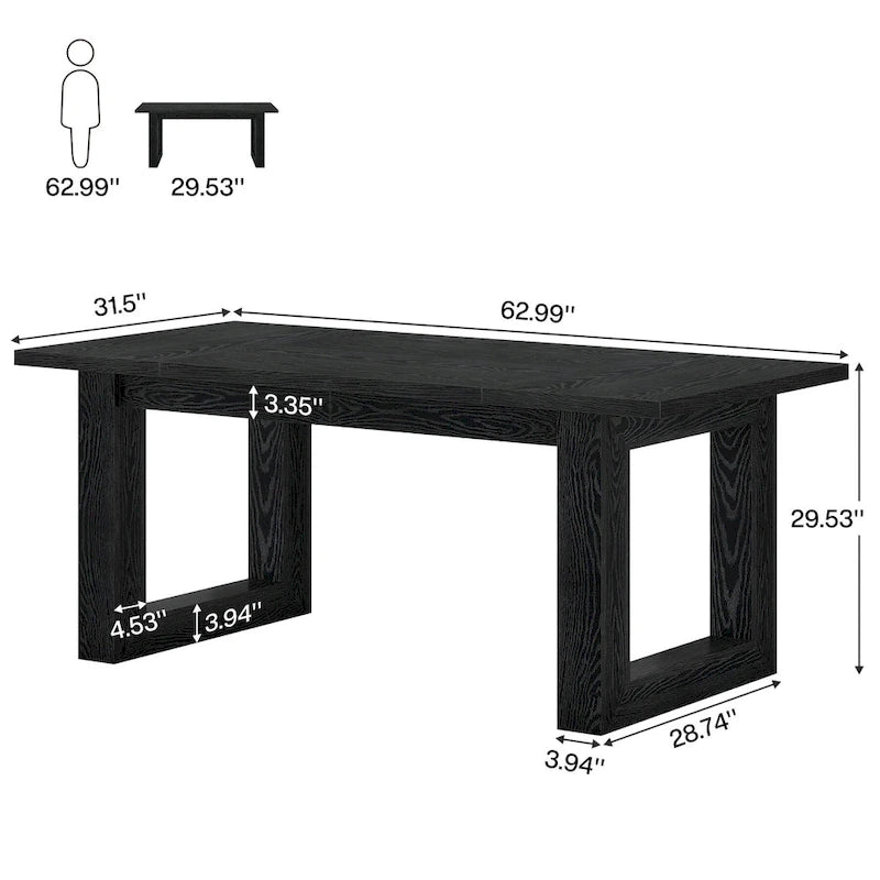63-Inch Rectangular Farmhouse Dining Table for 4-6 People
