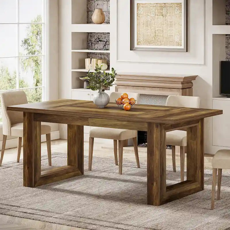 63-Inch Rectangular Farmhouse Dining Table for 4-6 People