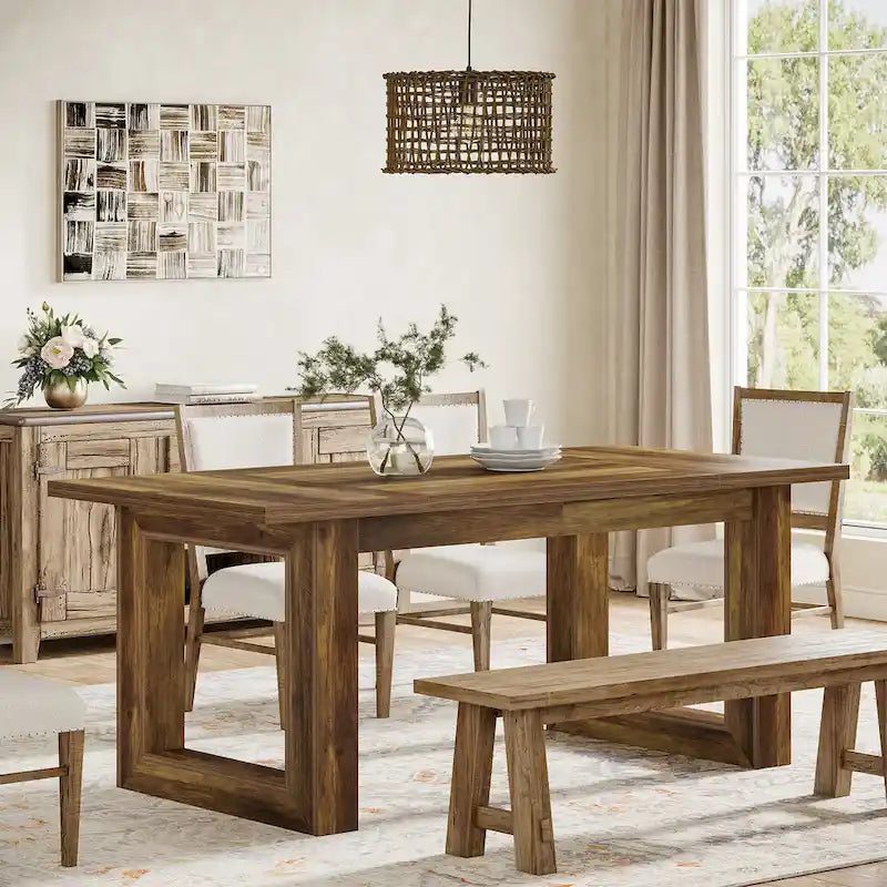 63-Inch Rectangular Farmhouse Dining Table for 4-6 People