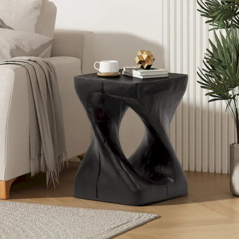 Mesa auxiliar de aspecto de madera retorcida de óxido de magnesio