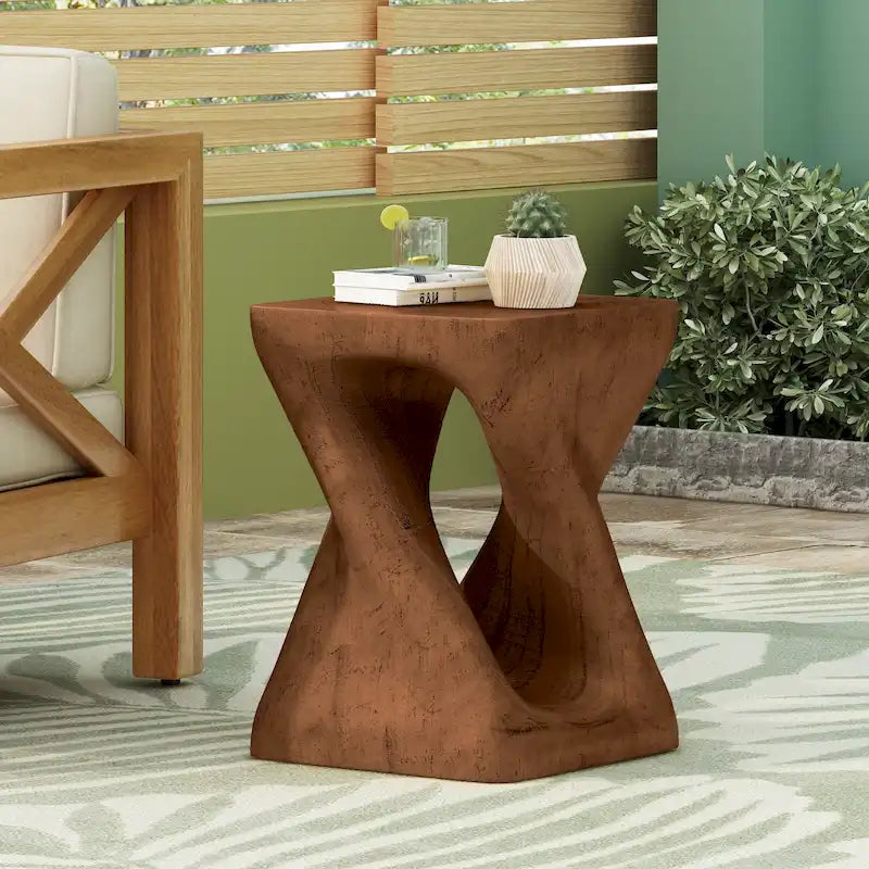Mesa auxiliar de aspecto de madera retorcida de óxido de magnesio