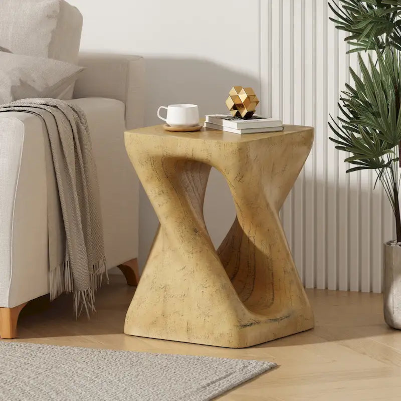 Mesa auxiliar de aspecto de madera retorcida de óxido de magnesio