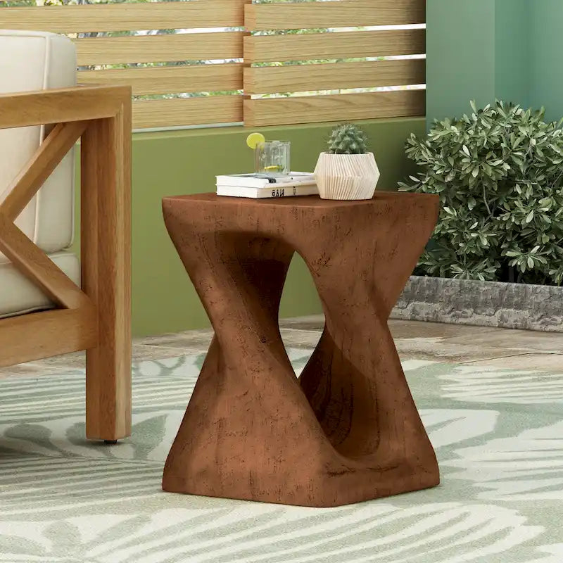 Mesa auxiliar de aspecto de madera retorcida de óxido de magnesio