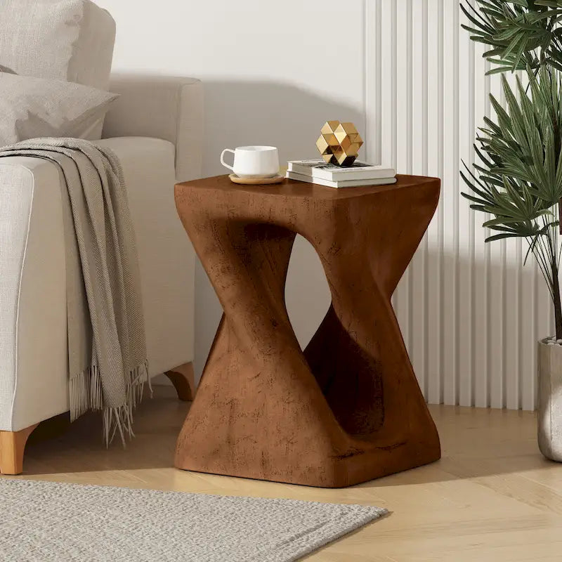 Mesa auxiliar de aspecto de madera retorcida de óxido de magnesio