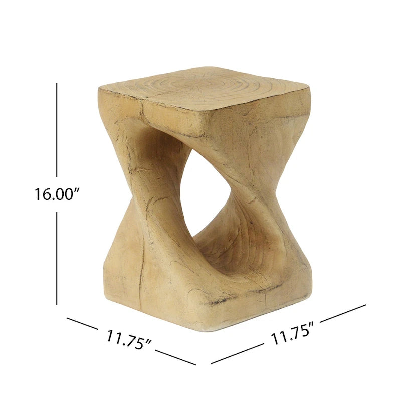 Mesa auxiliar de aspecto de madera retorcida de óxido de magnesio