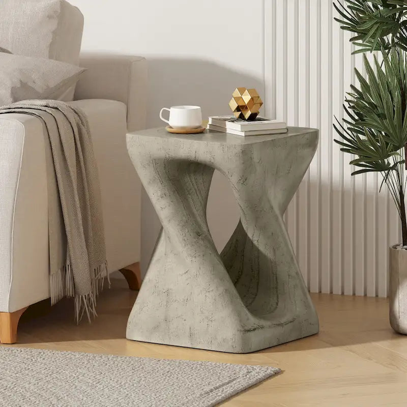 Mesa auxiliar de aspecto de madera retorcida de óxido de magnesio