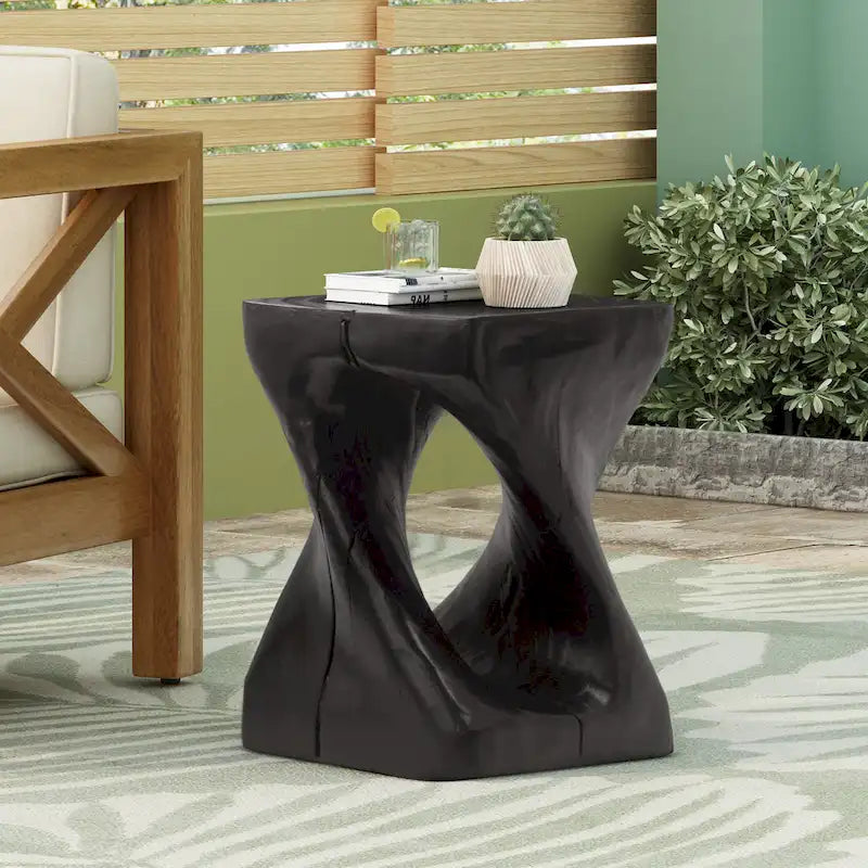 Mesa auxiliar de aspecto de madera retorcida de óxido de magnesio