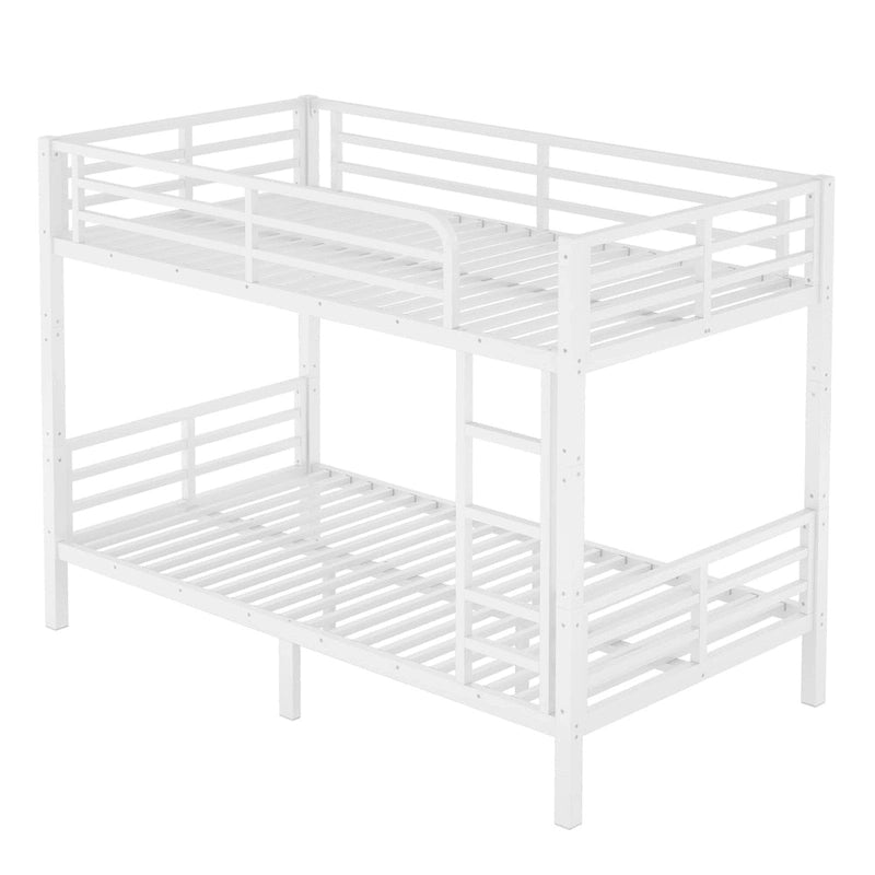 Litera de metal blanca Twin XL sobre Twin XL