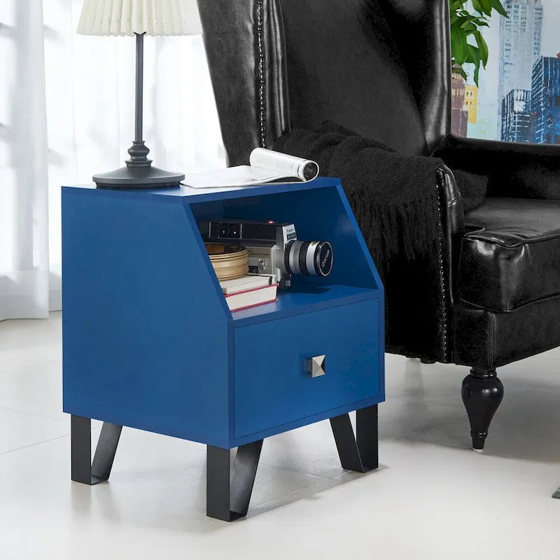 Moderner 16-Zoll-Beistelltisch mit Schublade und offenem Regalboden
