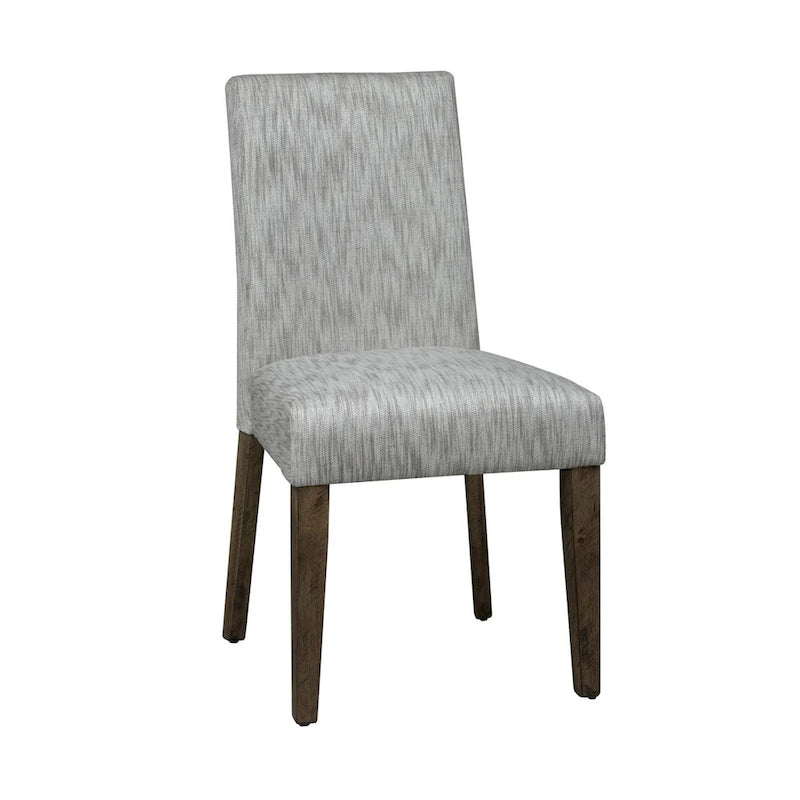 Juego de 2 sillas de comedor tapizadas de lino color crema con acabado de madera rústica