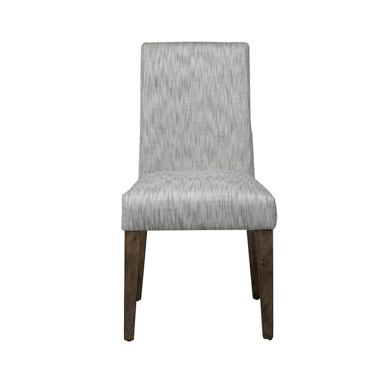 Juego de 2 sillas de comedor tapizadas de lino color crema con acabado de madera rústica