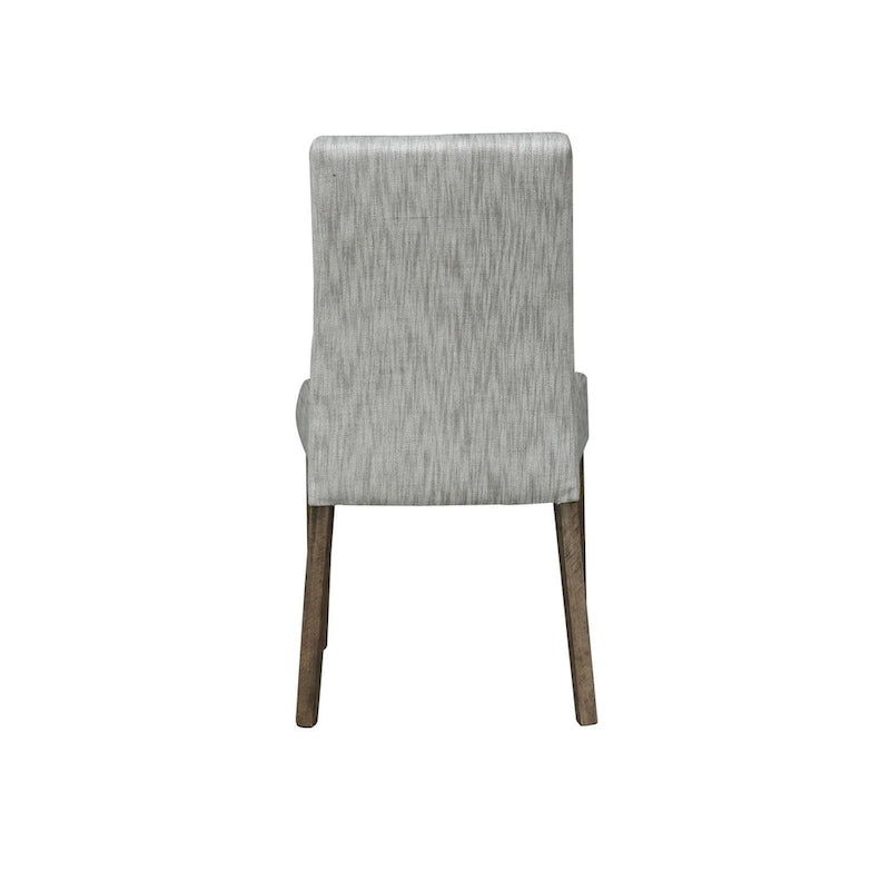 Juego de 2 sillas de comedor tapizadas de lino color crema con acabado de madera rústica