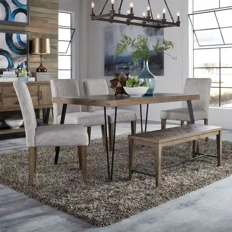 Juego de 2 sillas de comedor tapizadas de lino color crema con acabado de madera rústica