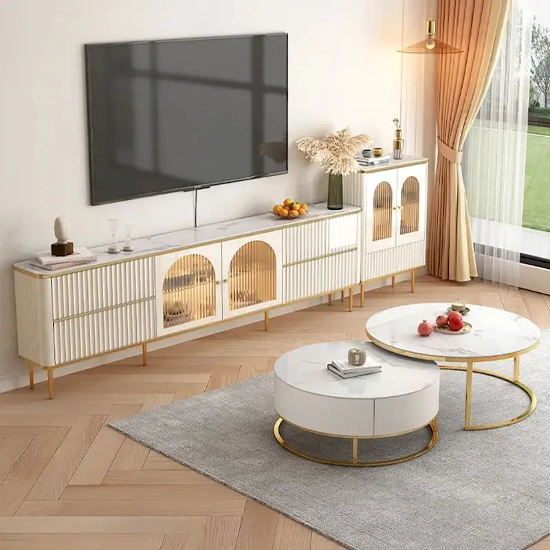 Mueble de TV rectangular moderno con 4 cajones