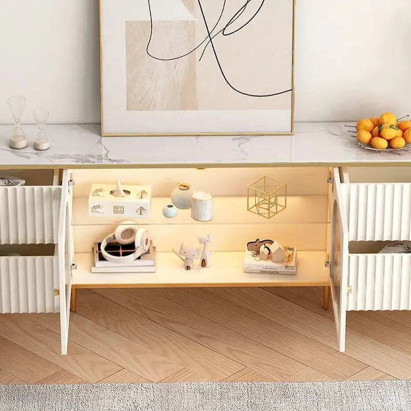 Mueble de TV rectangular moderno con 4 cajones