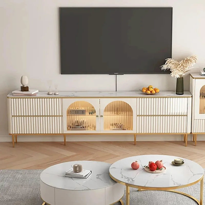 Mueble de TV rectangular moderno con 4 cajones