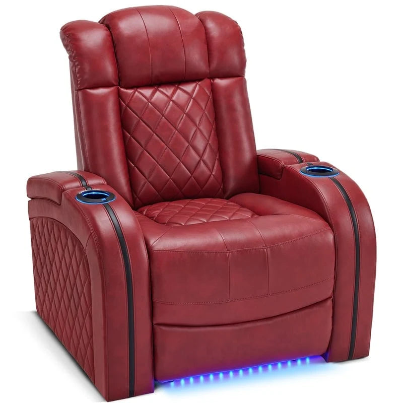 Power Theater Recliner with Adjustable Headrest, USB and LED Lights