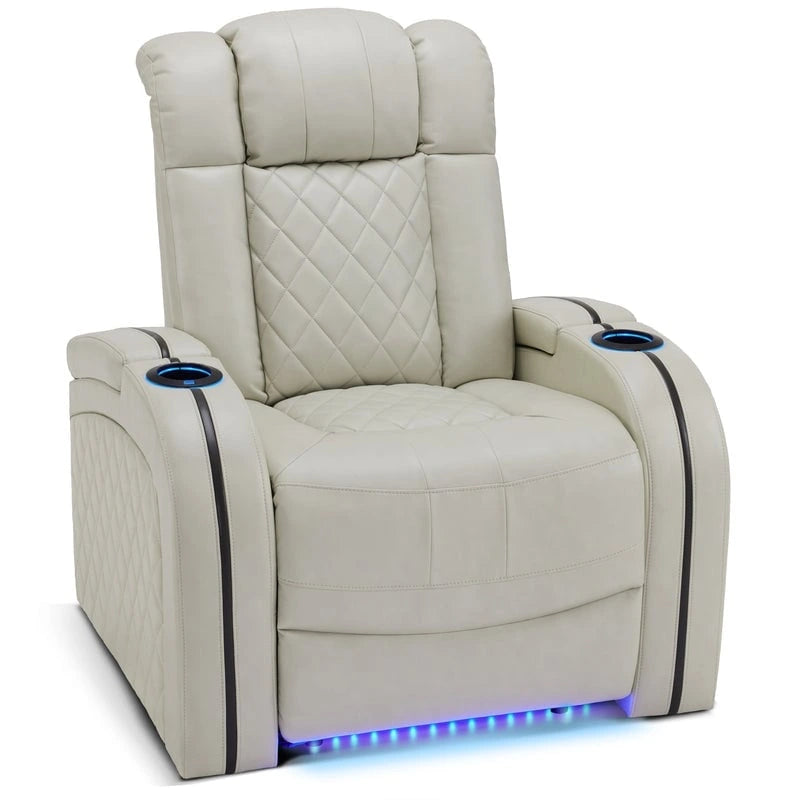 Sillón reclinable eléctrico para cine en casa con reposacabezas ajustable, USB y luces LED