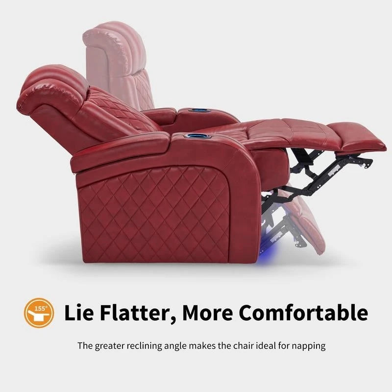 Power Theater Recliner with Adjustable Headrest, USB and LED Lights