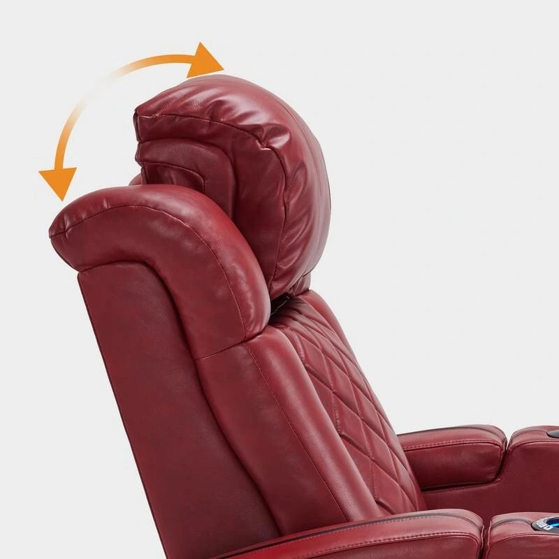 Power Theater Recliner with Adjustable Headrest, USB and LED Lights