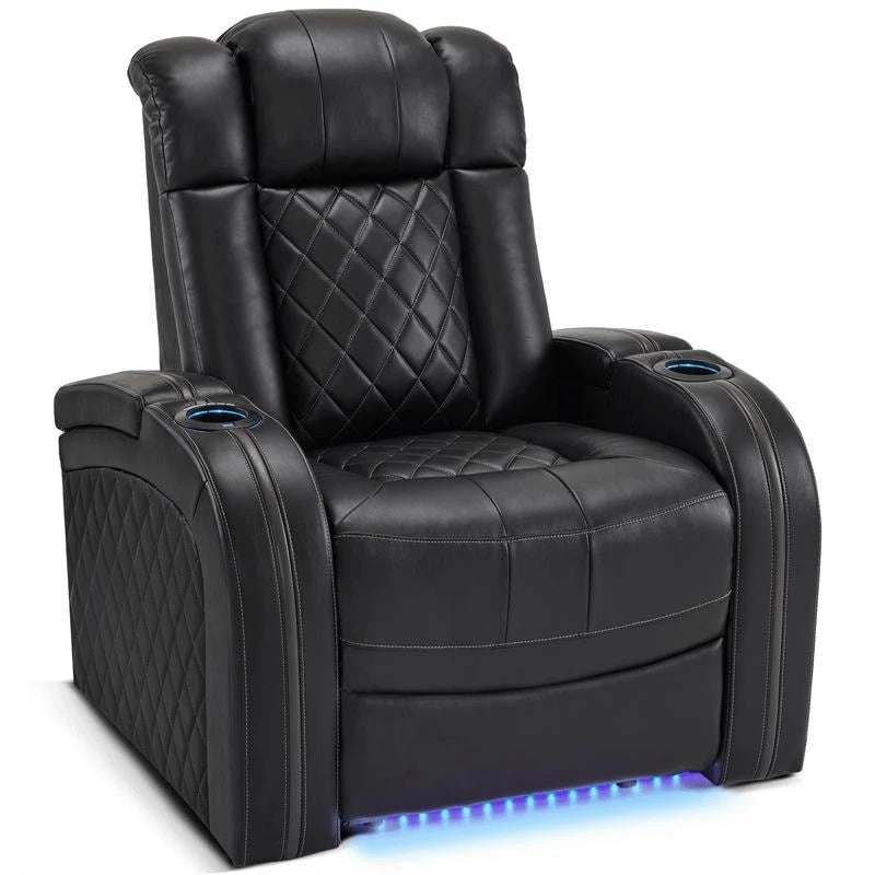 Power Theater Recliner with Adjustable Headrest, USB and LED Lights