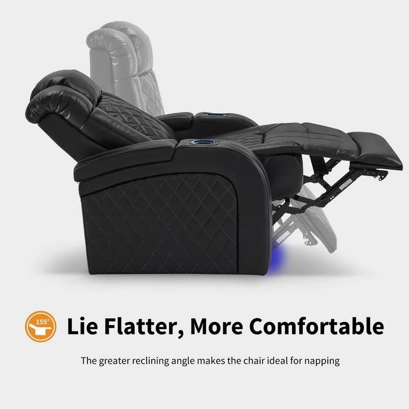 Power Theater Recliner with Adjustable Headrest, USB and LED Lights