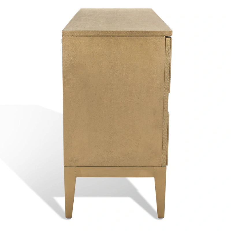 Handmade Sideboard with Recycled Wood Frame and Brass-Covered Base