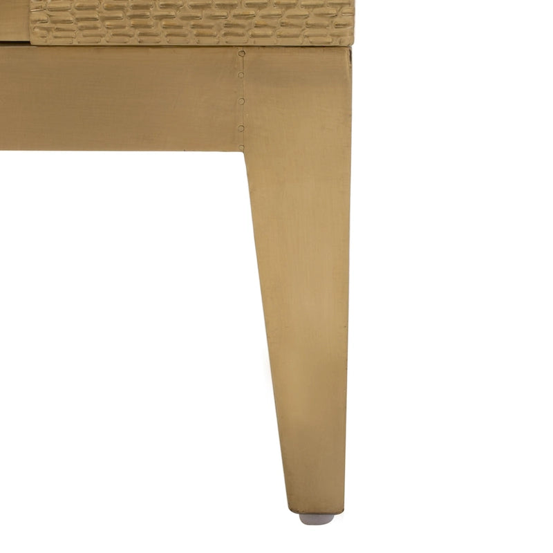 Handmade Sideboard with Recycled Wood Frame and Brass-Covered Base