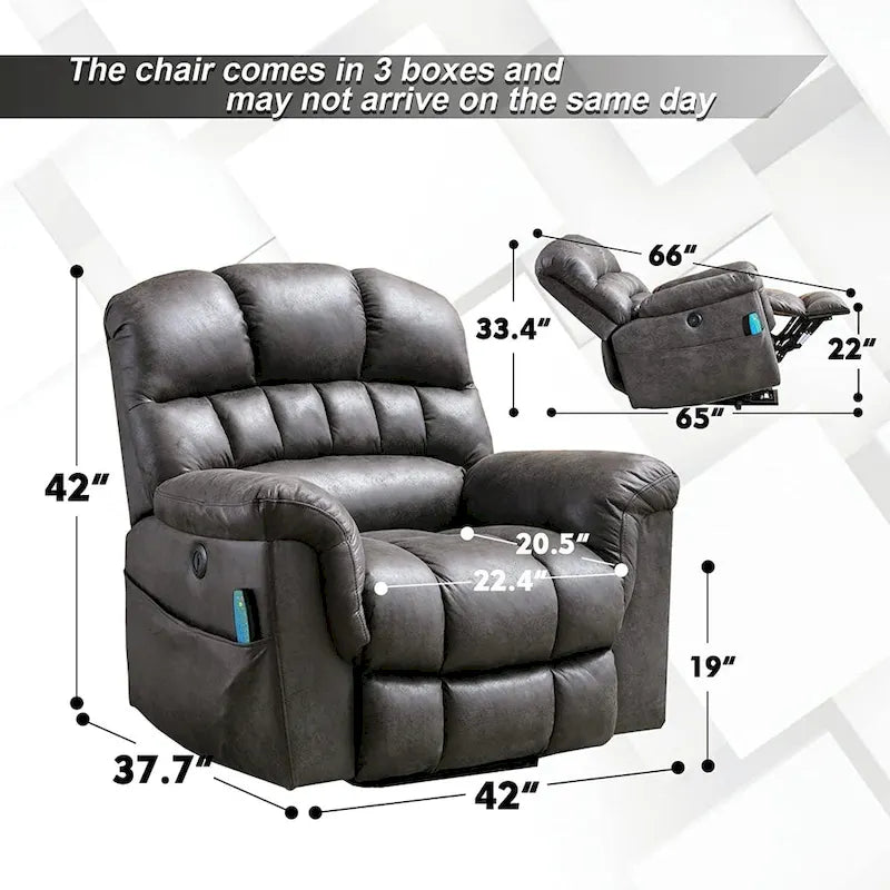 Elektrischer Relaxsessel aus Mikrosuede mit Aufstehhilfe, Massagefunktion und Lordosenwärme