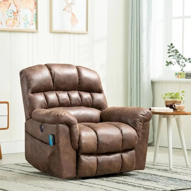 Elektrischer Relaxsessel aus Mikrosuede mit Aufstehhilfe, Massagefunktion und Lordosenwärme