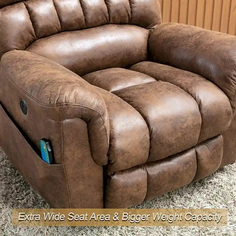 Elektrischer Relaxsessel aus Mikrosuede mit Aufstehhilfe, Massagefunktion und Lordosenwärme