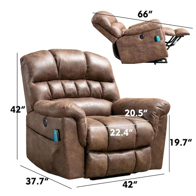 Elektrischer Relaxsessel aus Mikrosuede mit Aufstehhilfe, Massagefunktion und Lordosenwärme
