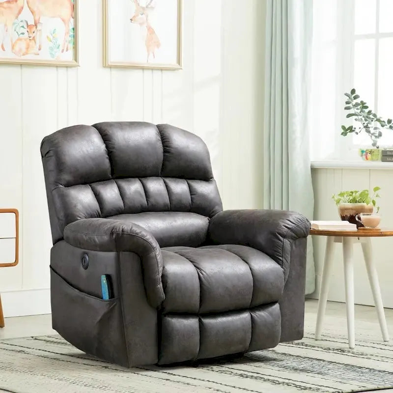 Elektrischer Relaxsessel aus Mikrosuede mit Aufstehhilfe, Massagefunktion und Lordosenwärme