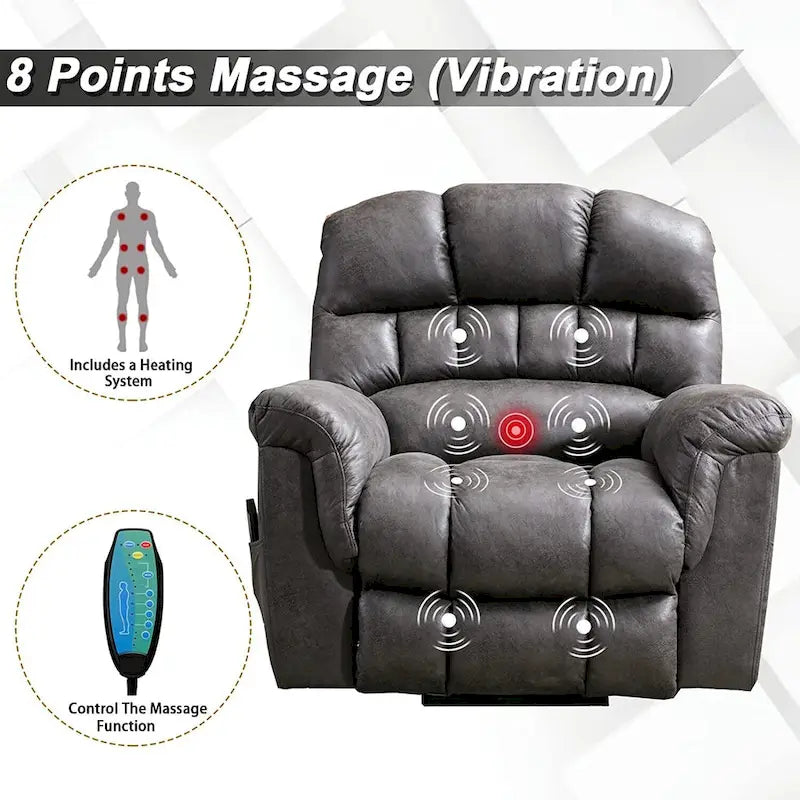 Elektrischer Relaxsessel aus Mikrosuede mit Aufstehhilfe, Massagefunktion und Lordosenwärme
