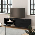 Mueble para TV de estilo moderno de mediados de siglo con estantes ajustables y 2 cajones